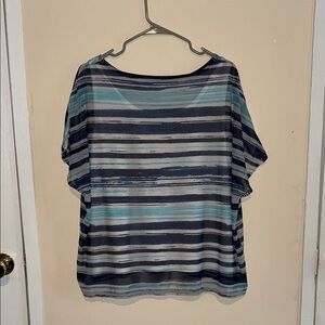 Boxy Blue Striped Blouse with Relaxed Fit